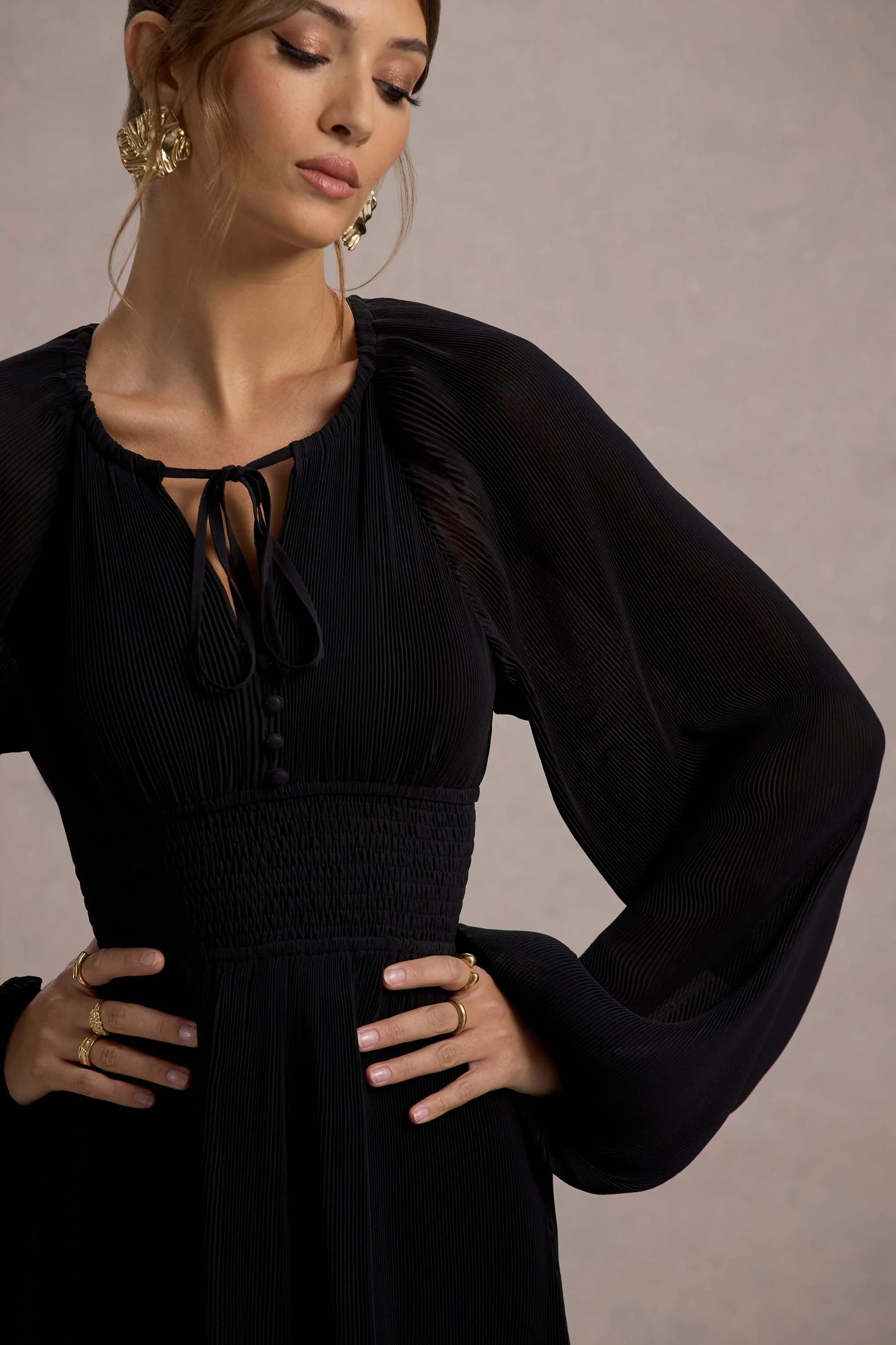 Namir Black High Low Chiffon Maxi Dress
