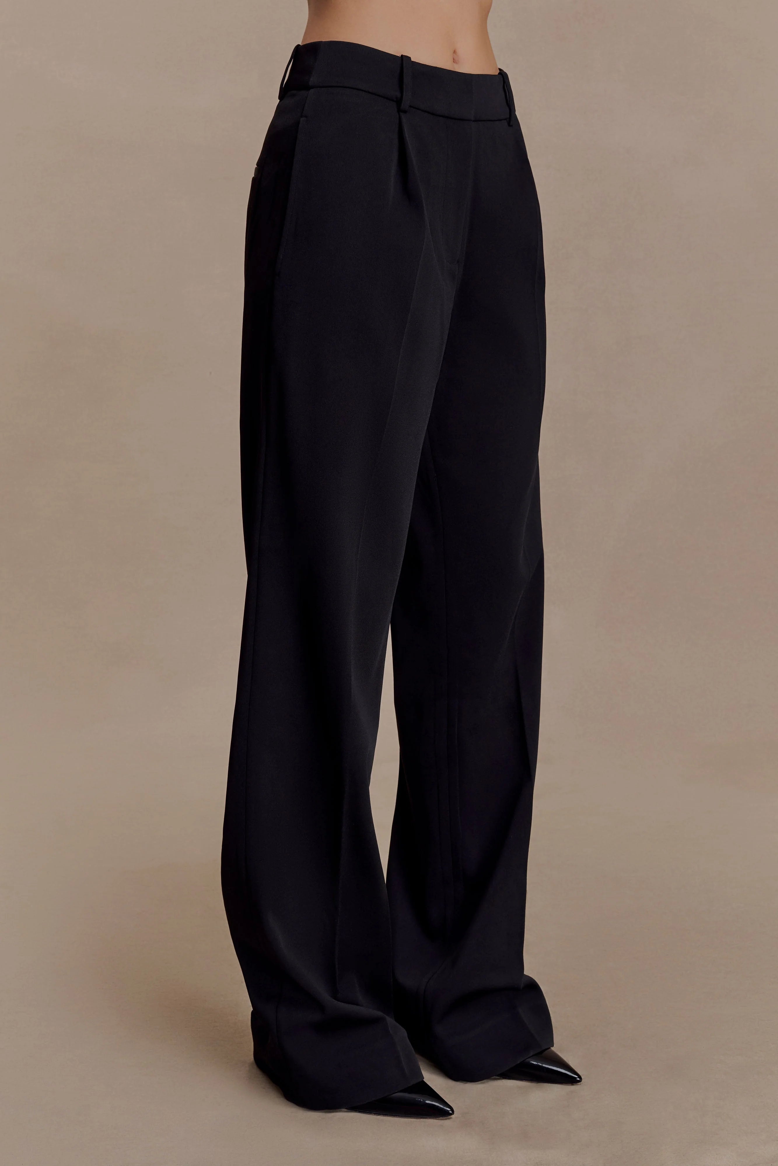 Fatima Satin Straight Leg Pant Black