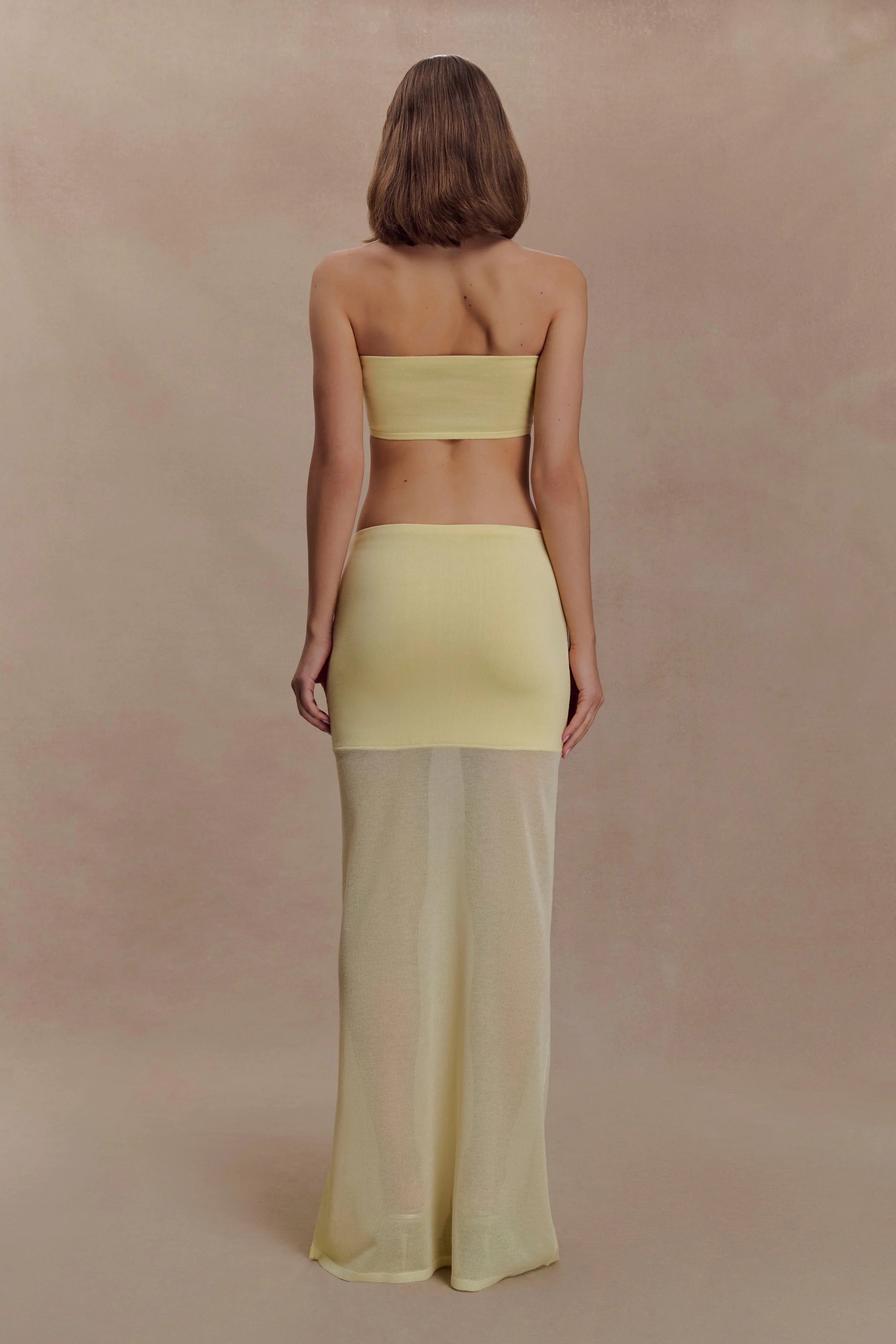 Tanyel Sheer And Bandage Knit Maxi Skirt Lemon