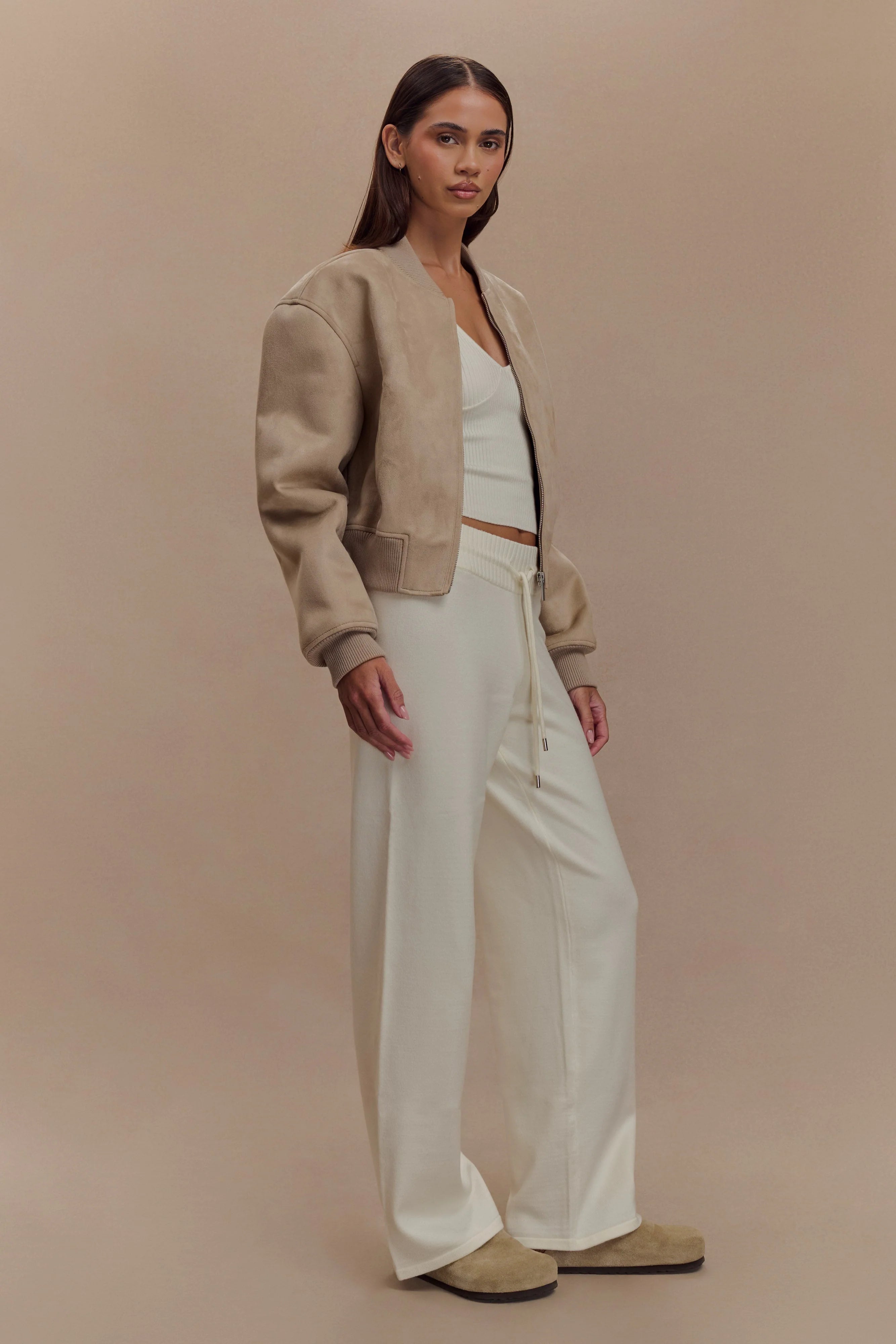 Rudy Suede Bomber Jacket Sand