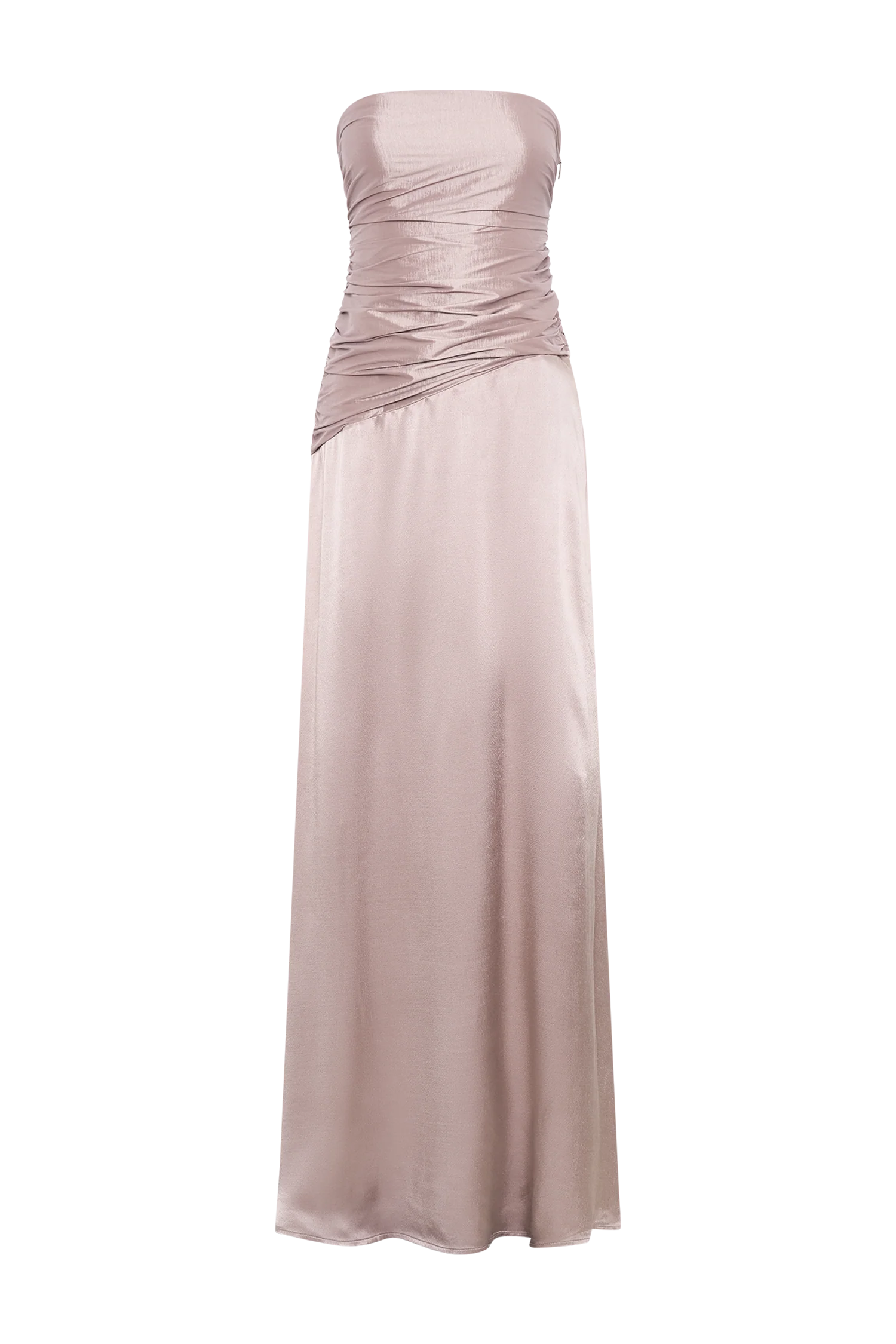 Serena Strapless Taffeta Maxi Dress Bronze Taupe