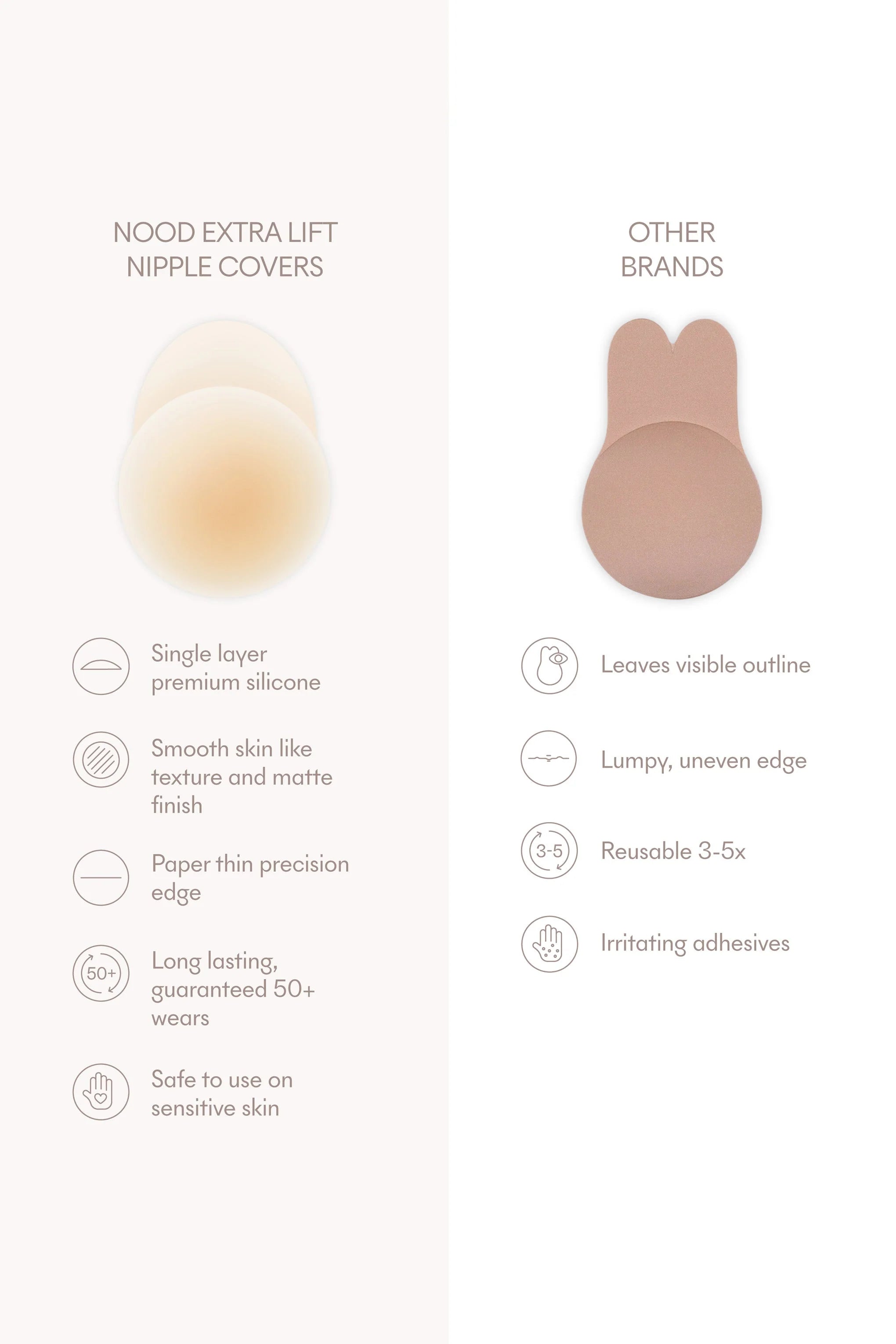 No Show Extra Lift NOOD Lifting Nipple Covers 4 Inch No3