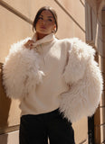Virginia Cropped Faux Fur Jacket Ivory