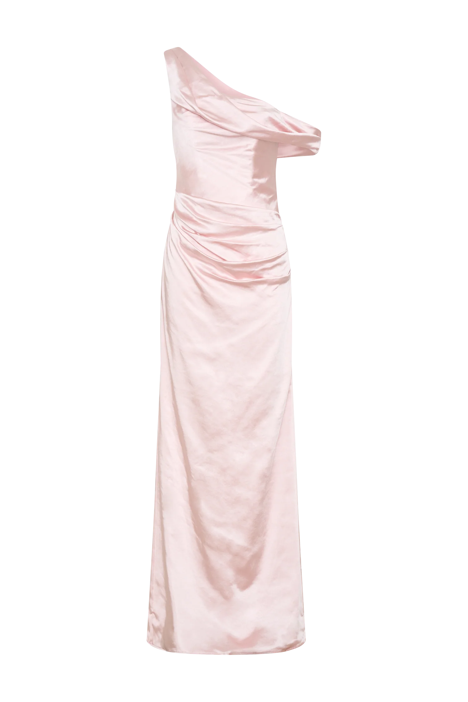 Dalia Off Shoulder Satin Maxi Dress Soft Pink