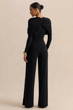 Eloura Black High Neck Jumpsuit With Twist Gathered Detail