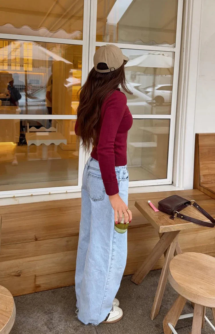 Shes Yours Light Wash Denim Wide Leg Boyfriend Jeans