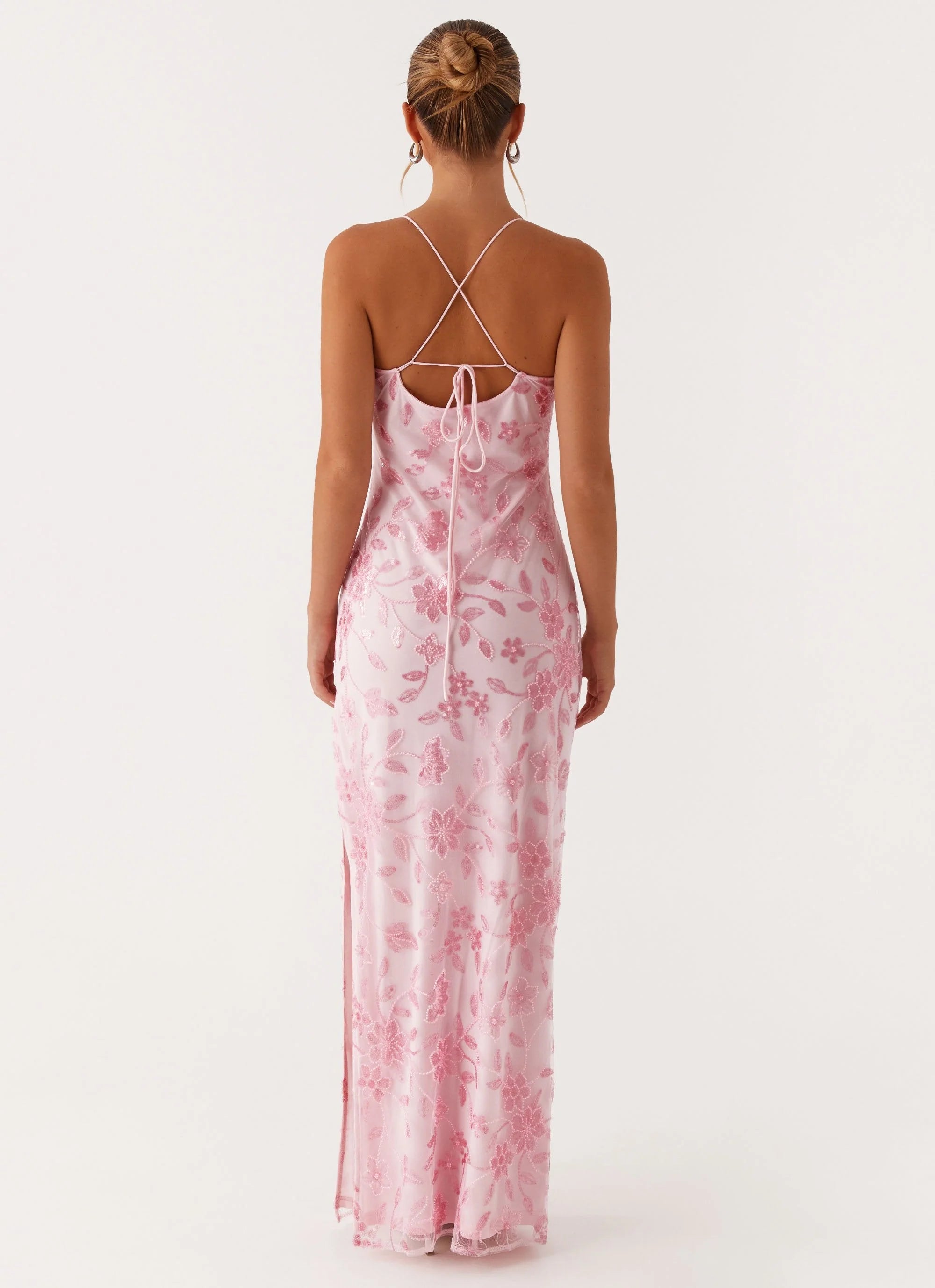 Bright Lights Beaded Maxi Dress Pink