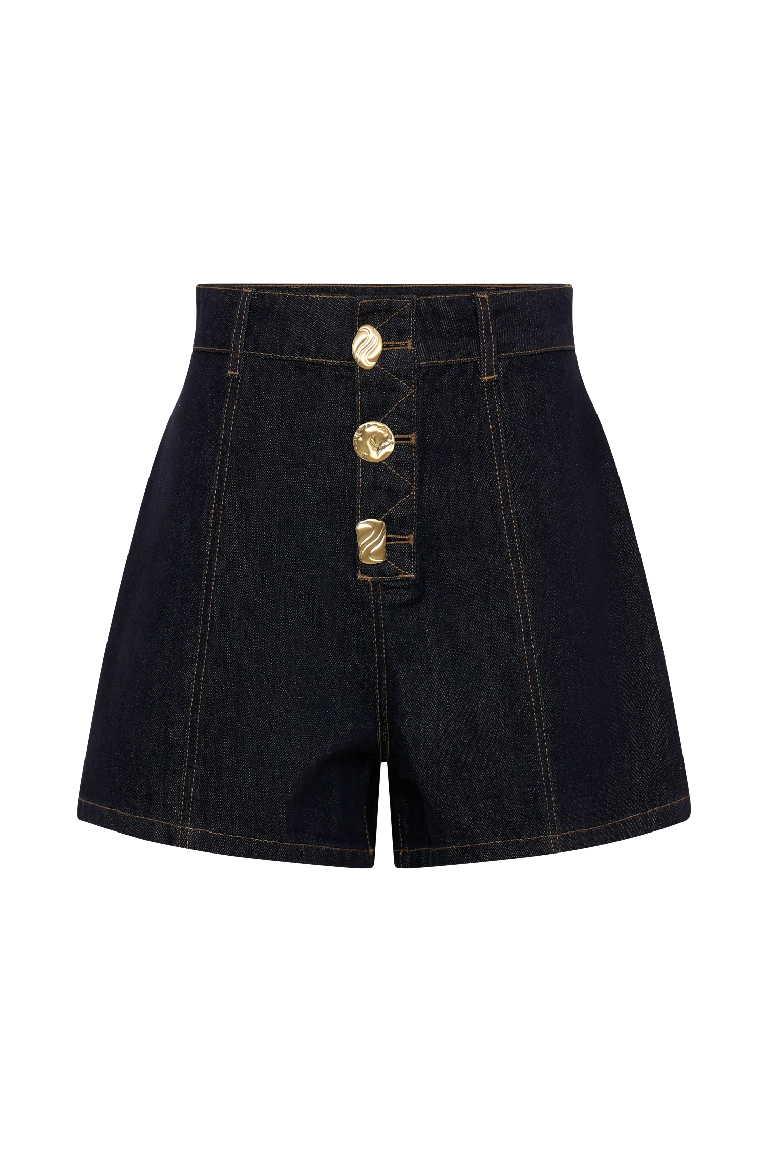 Demi High Waisted Denim Shorts Washed Indigo Blue
