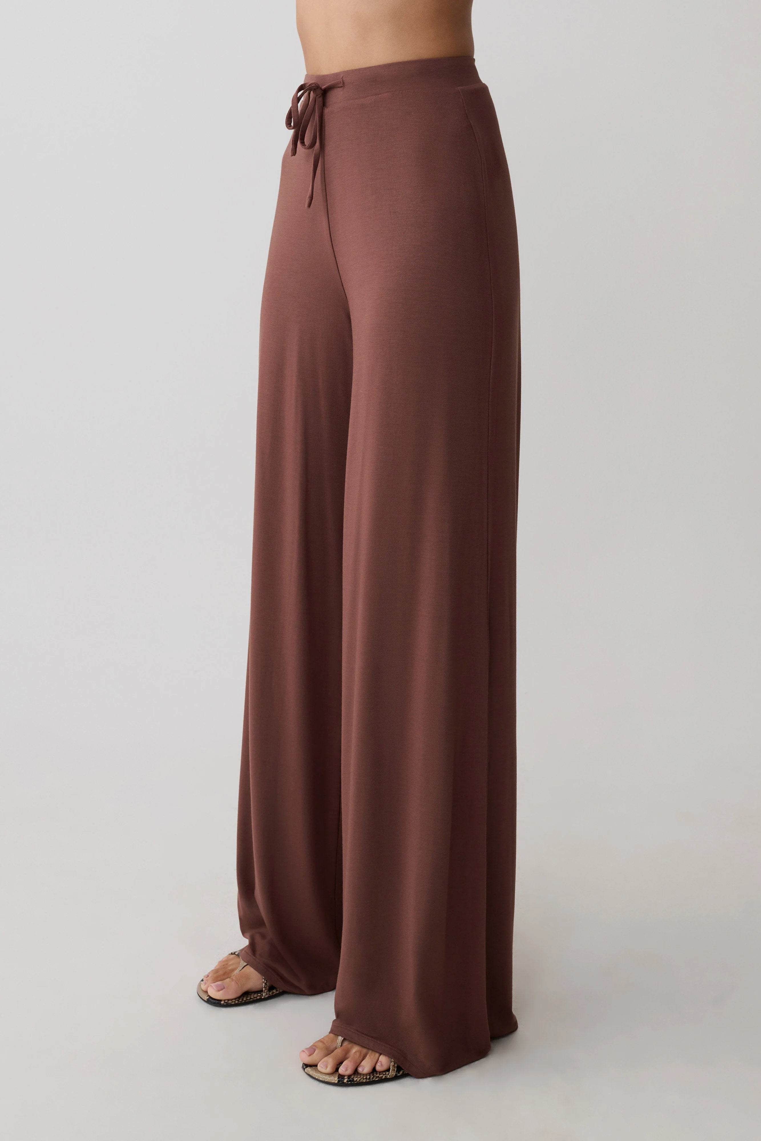 Dewi Wide Leg Modal Pants Chocolate