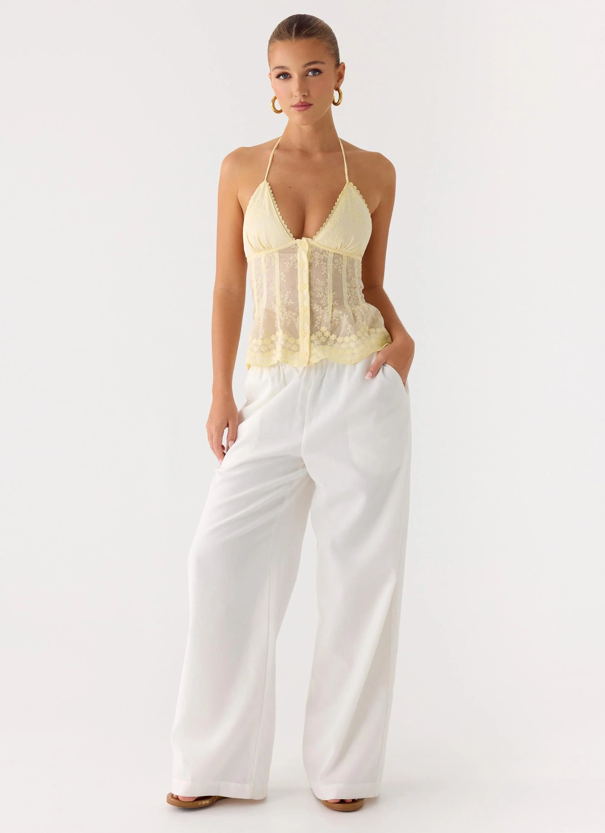 Non Stop Halter Top Butter Yellow