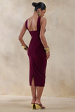 Amariah Burgundy Bandeau Midi Dress With Scarf Detail