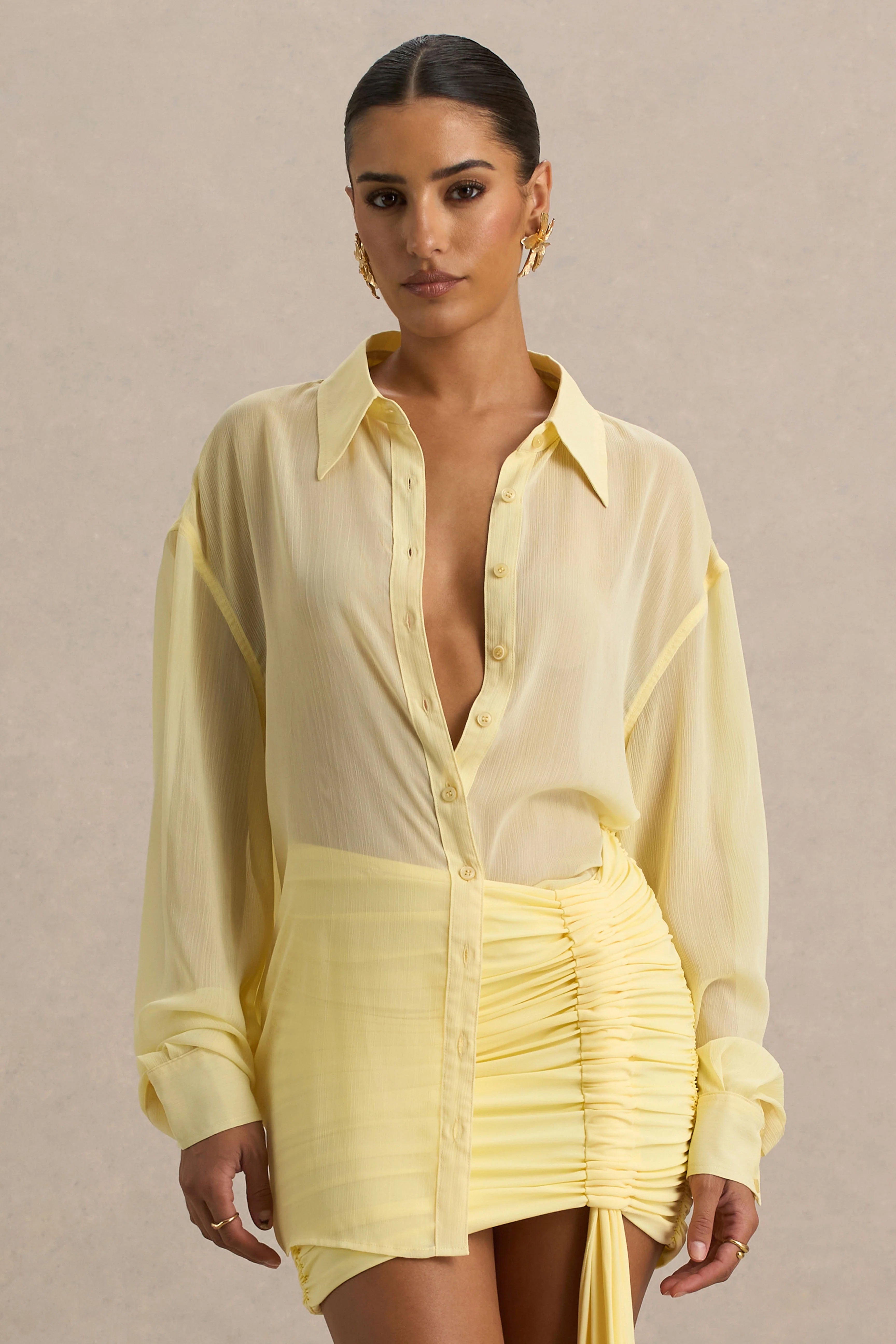 Zinna Lemon Plunge Neck Shirt