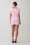 Maiara Shortsleeve Slinky Tie Mini Dress Pink