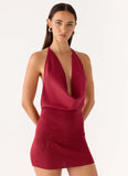 Annalise Beaded Mini Dress Wine