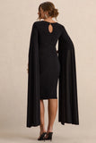 Flawless Black Square Neck Maternity Midi Dress With Cape Sleeves