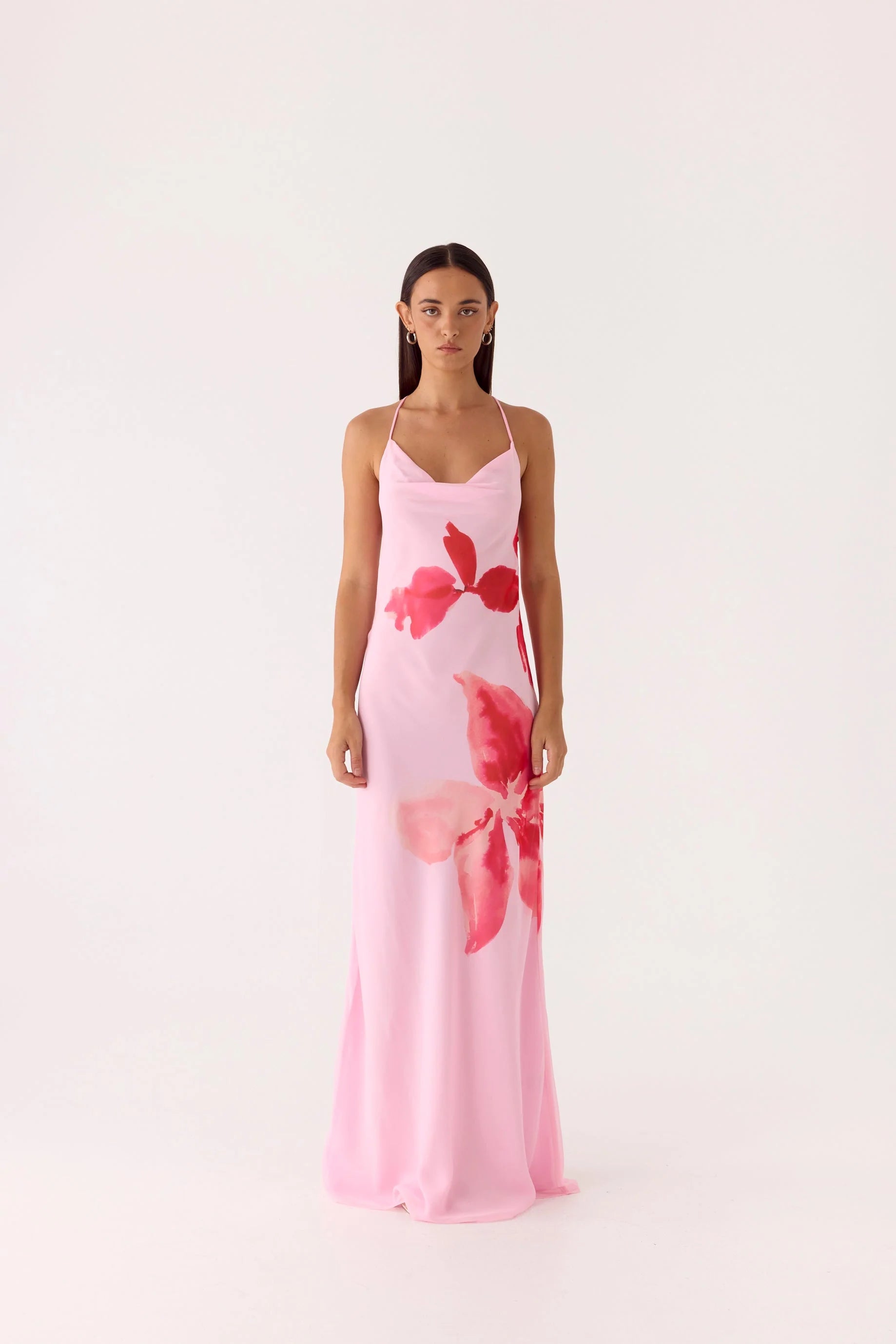 Jasmyn Cowl Maxi Dress Pink Petal