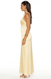 Nicolina Yellow Satin Formal Maxi Dress