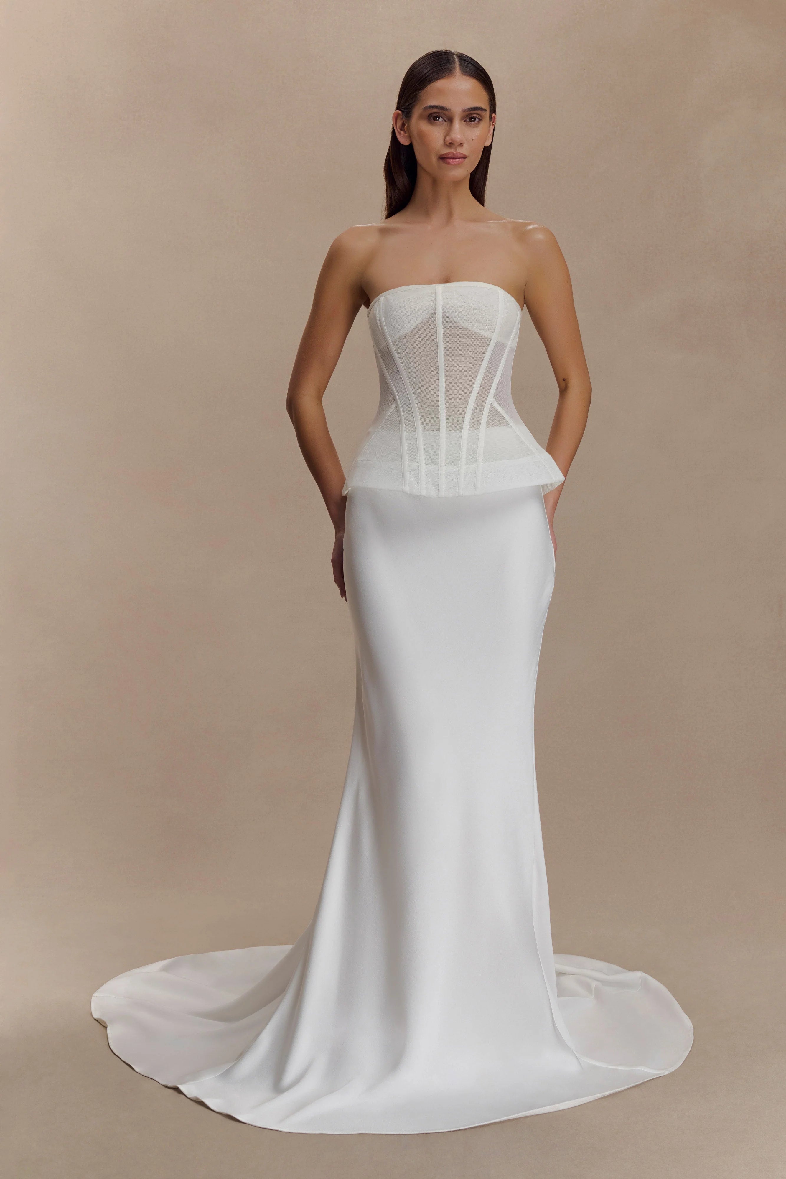 Clara Fishtail Maxi Skirt White