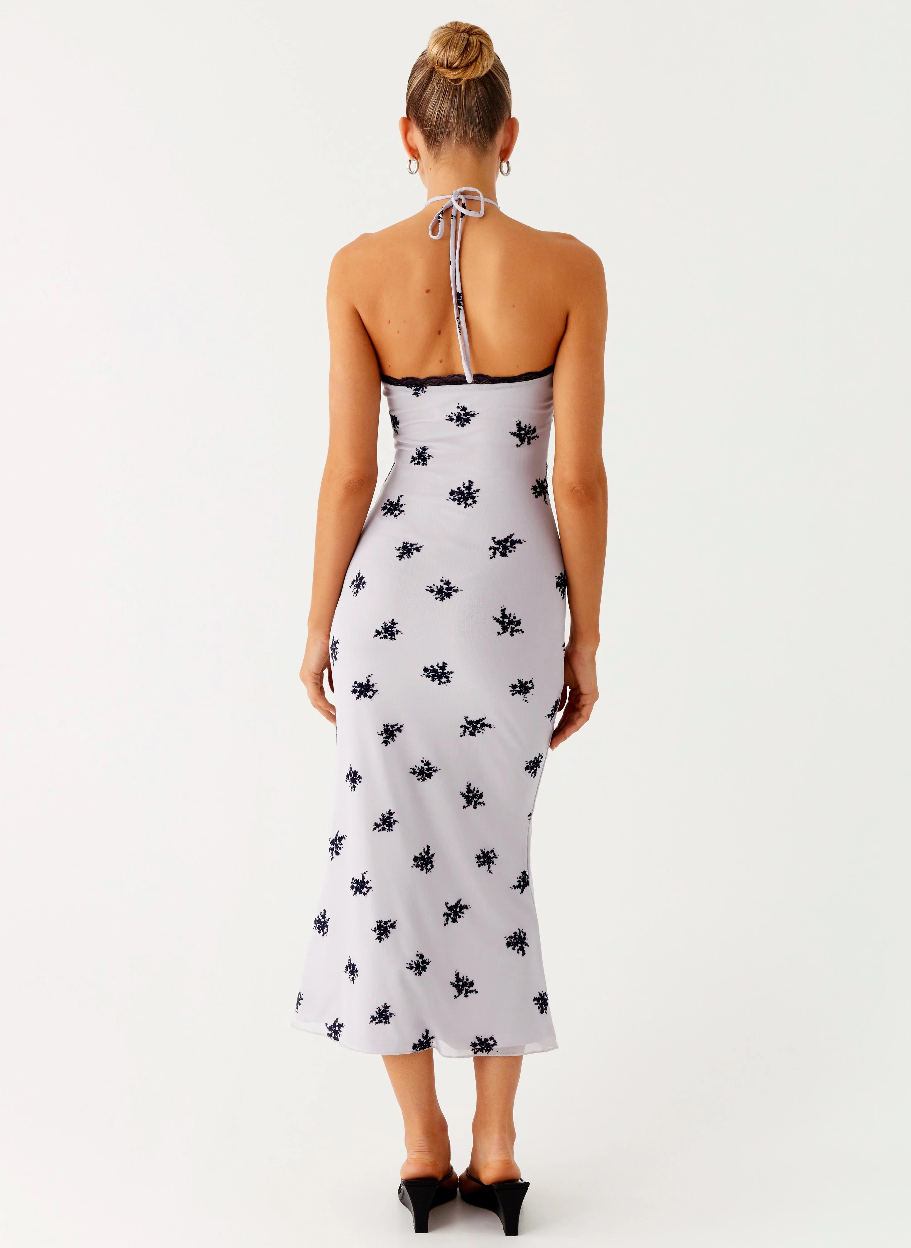 Nestel Flock Halter Midi Dress Lilac