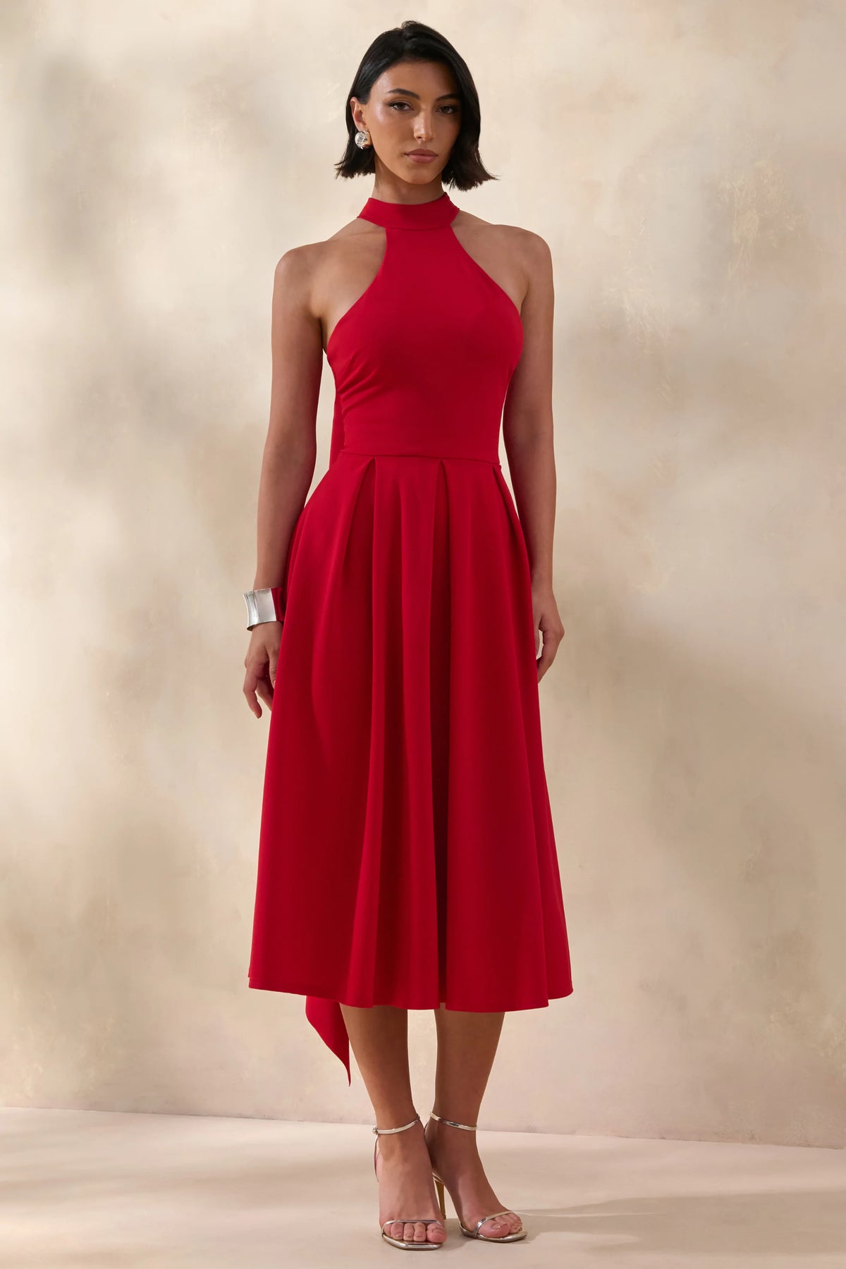 Rhode Red Halter Neck Midi Dress